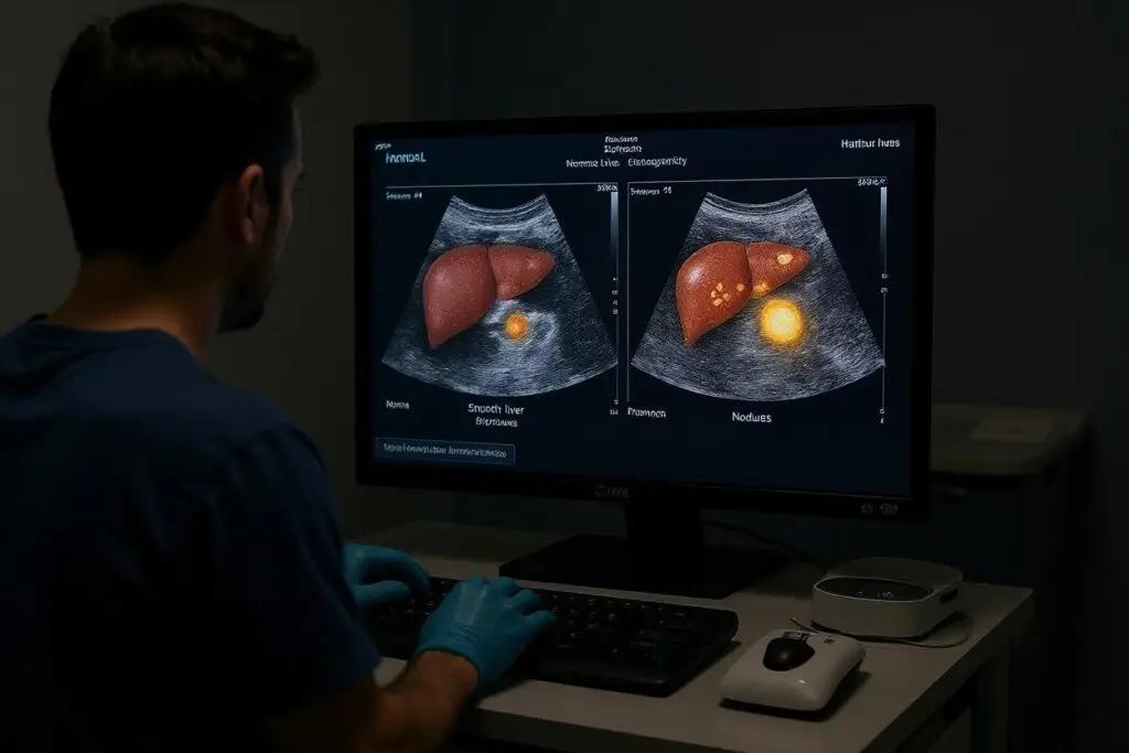 normal vs abnormal liver ultrasound